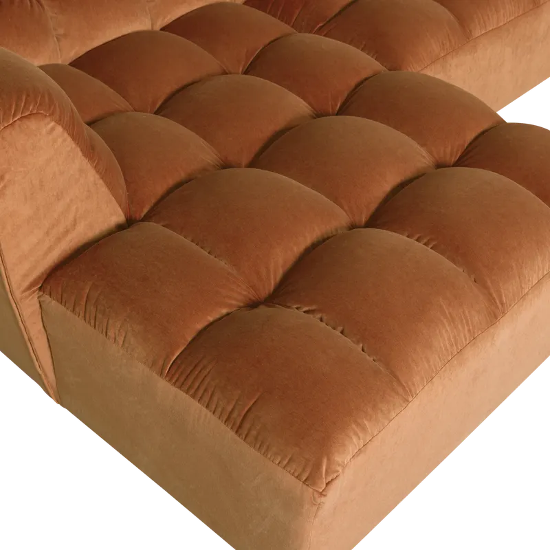 Allure Ecksofa mit Chaise und Steppung, Terra, Samt, Links, Detail, Ansicht 1