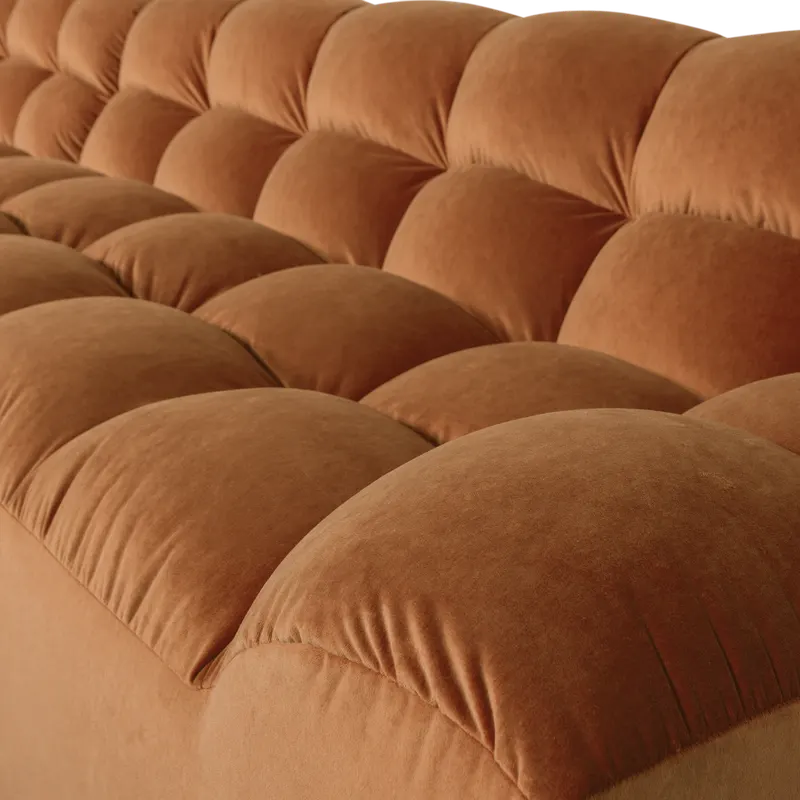 Allure Ecksofa mit Chaise und Steppung, Terra, Samt, Links, Detail, Ansicht 2