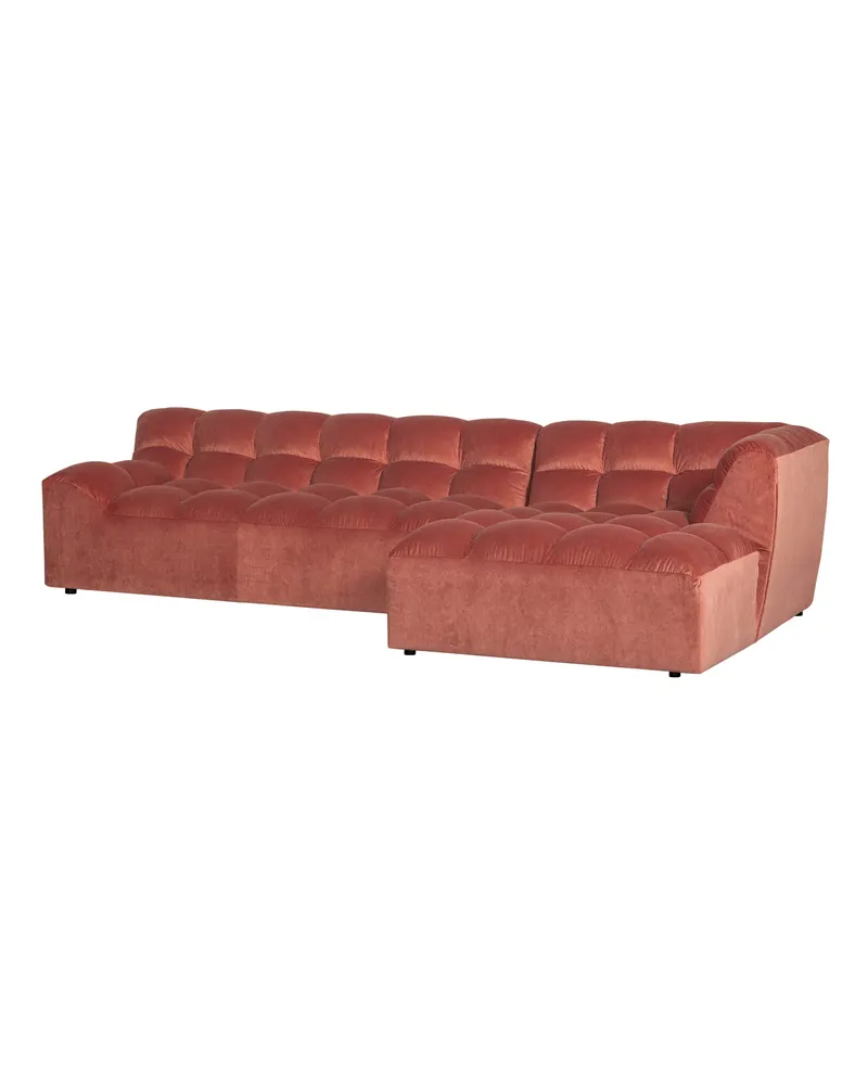 Allure Ecksofa mit Chaise und Steppung, Blush, Samt, Rechts, Ansicht 1