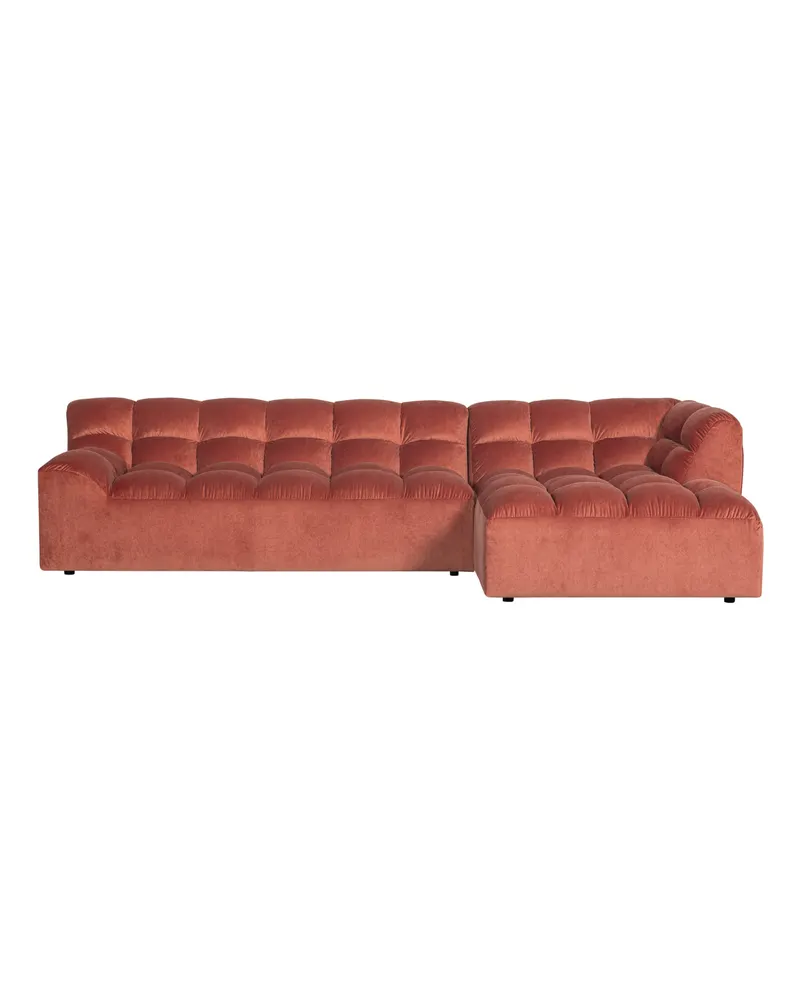 Allure Ecksofa mit Chaise und Steppung, Blush, Samt, Rechts, Ansicht 2