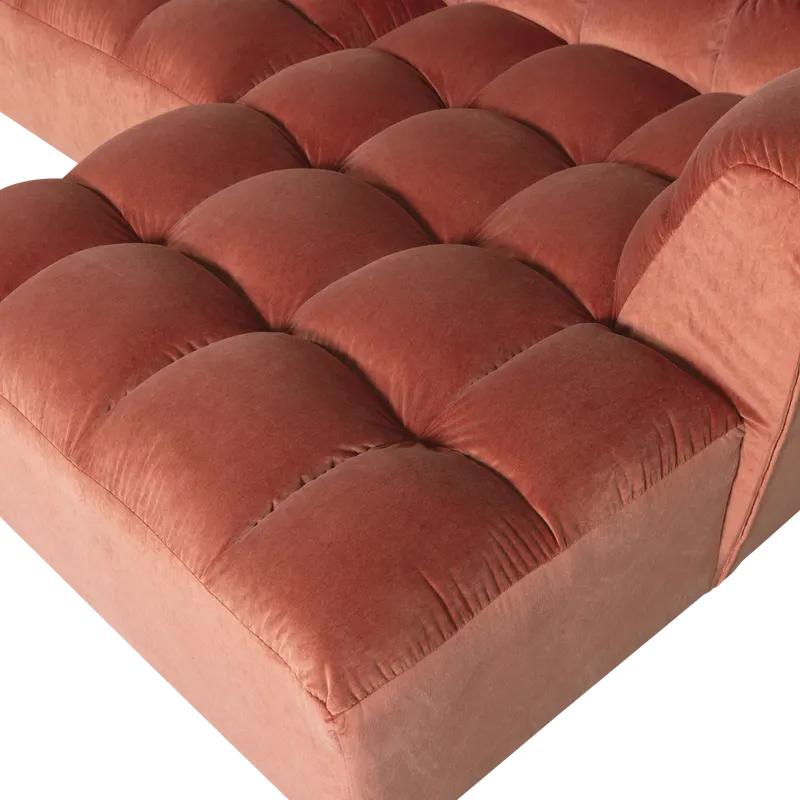 Allure Ecksofa mit Chaise und Steppung, Blush, Samt, Rechts, Detail, Ansicht 1