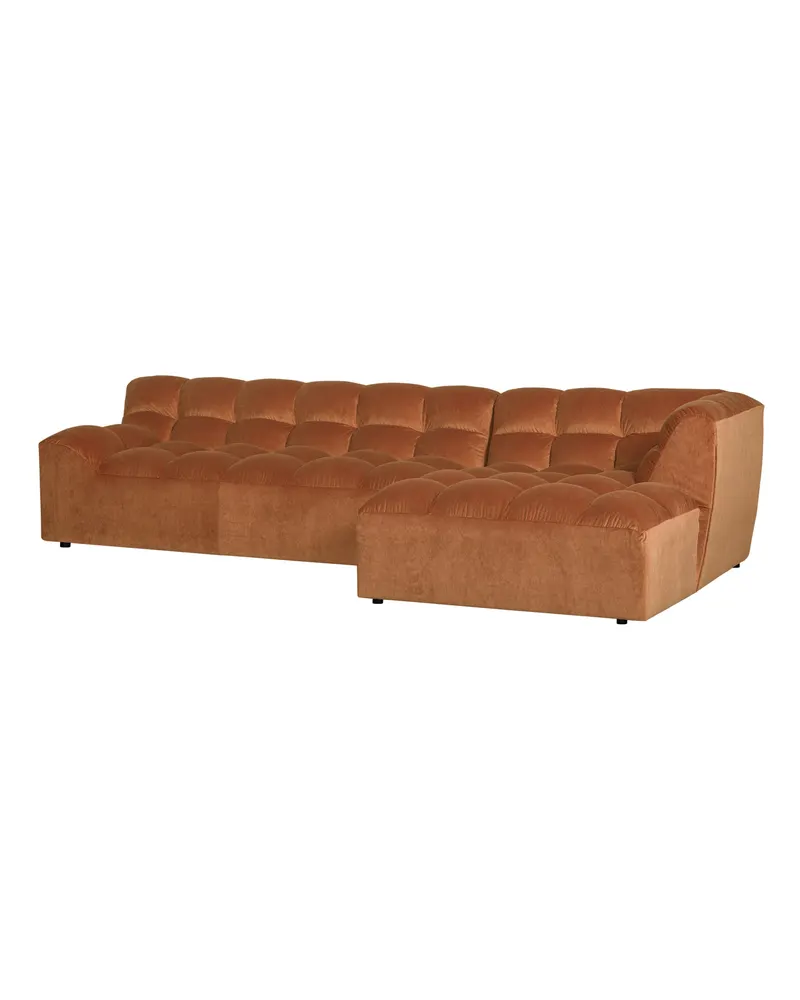 Allure Ecksofa mit Chaise und Steppung, Terra, Samt, Rechts, Ansicht 1