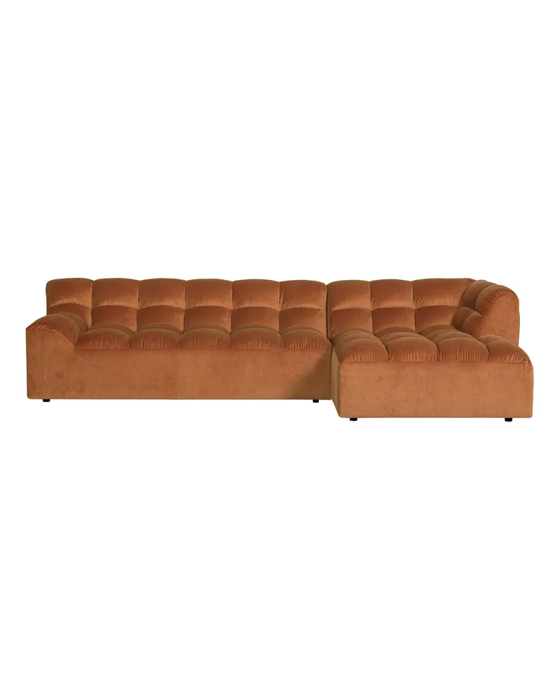 Allure Ecksofa mit Chaise und Steppung, Terra, Samt, Rechts, Ansicht 2