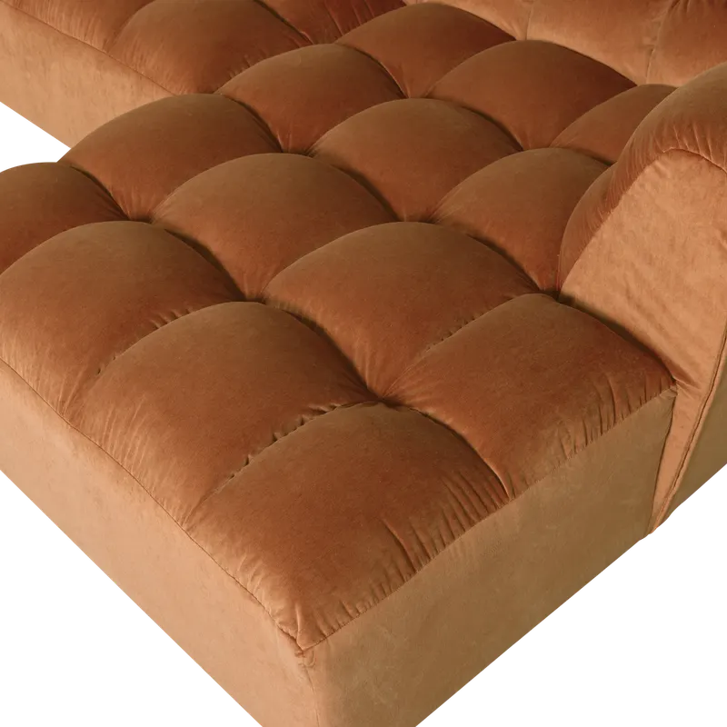 Allure Ecksofa mit Chaise und Steppung, Terra, Samt, Rechts, Detail, Ansicht 1
