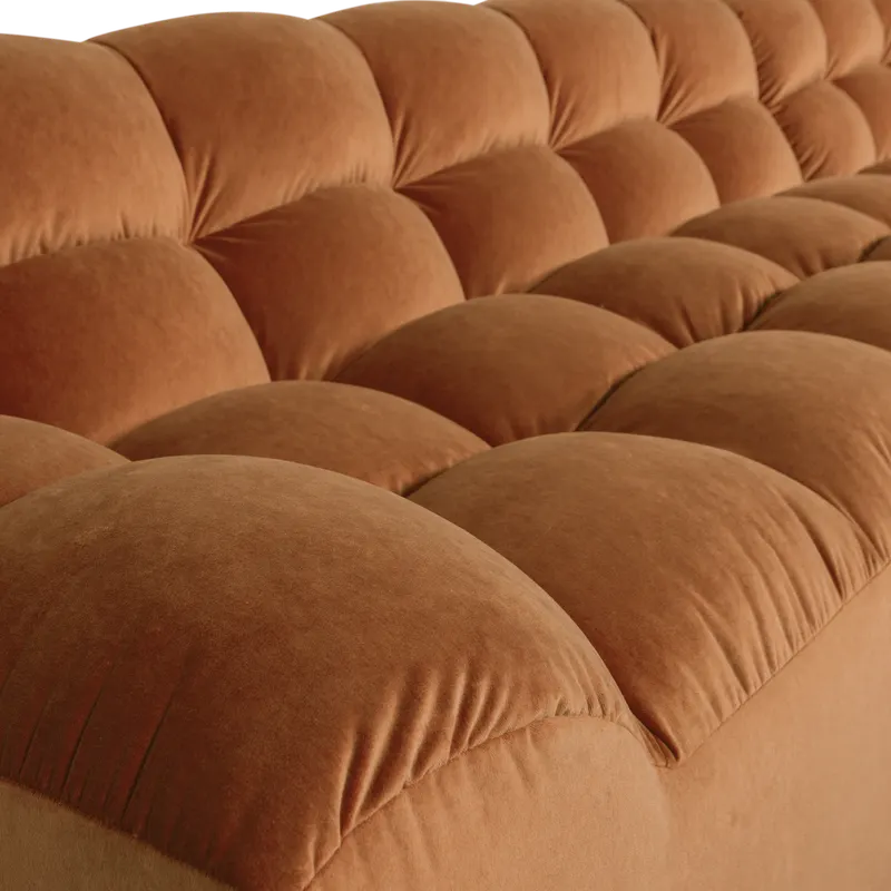 Allure Ecksofa mit Chaise und Steppung, Terra, Samt, Rechts, Detail, Ansicht 2