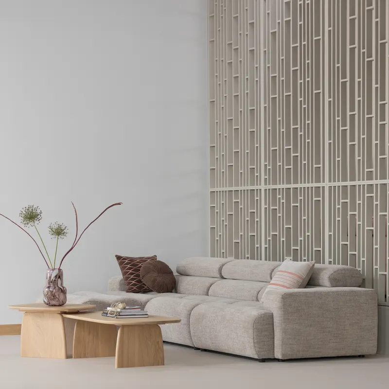 Aziz Dekokissen-Set aus Baumwolle, Braun/Natur, im Wohnraum, Ansicht 1