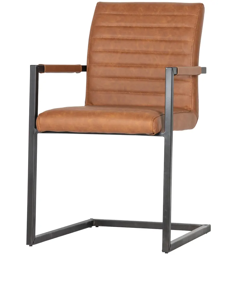 Bas Esszimmerstuhl mit Metallgestell, Cognac, Ansicht 1