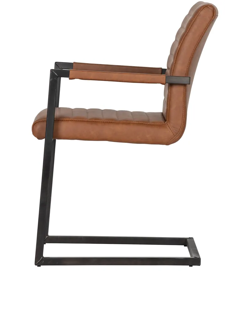 Bas Esszimmerstuhl mit Metallgestell, Cognac, Ansicht 3