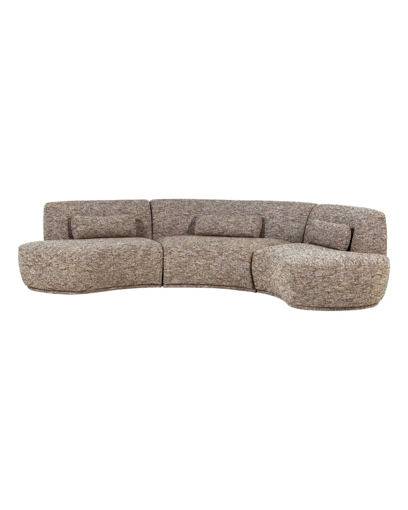 Batavier Sofa, halbrundes 6-Sitzer-Sofa, Braun-melange
