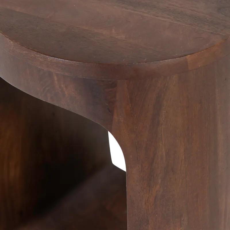 Bayo Beistelltisch aus Mangoholz, Walnuss, Detail