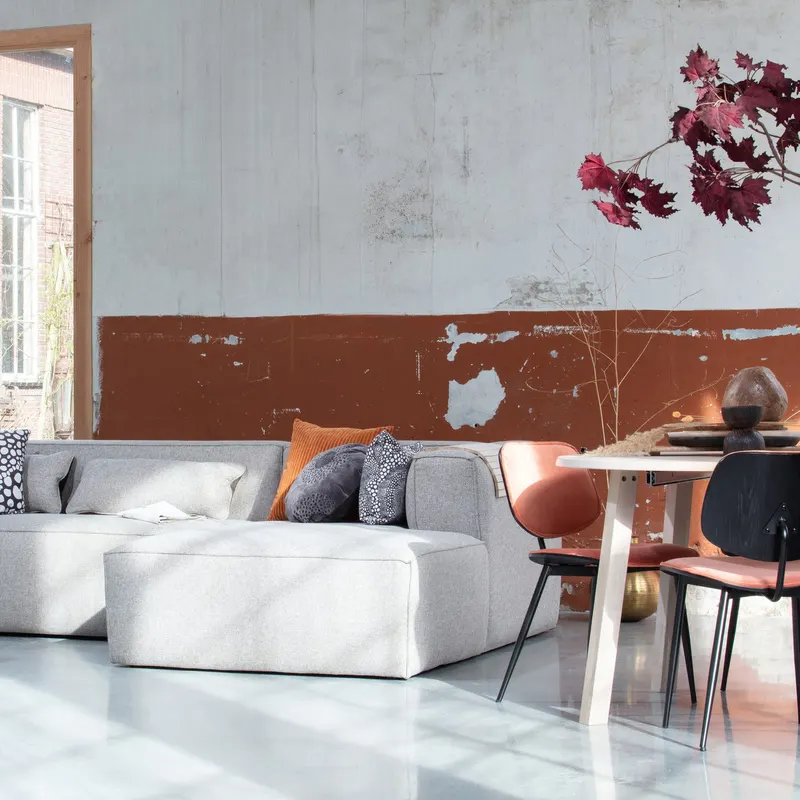 Bean Ecksofa mit Kissen, Hellgrau, Polyester, rechts, im Wohnraum, Ansicht 1