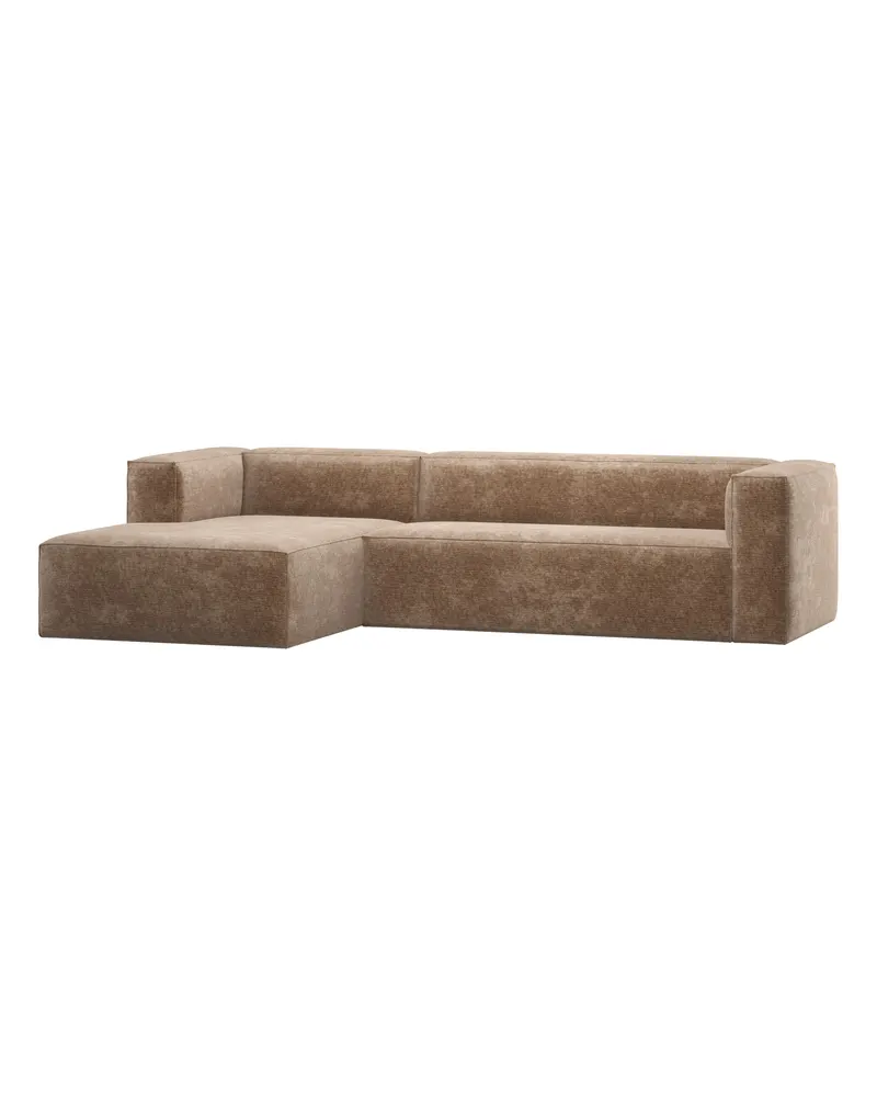 Bean Ecksofa links, Taupe, Chenille-Samt