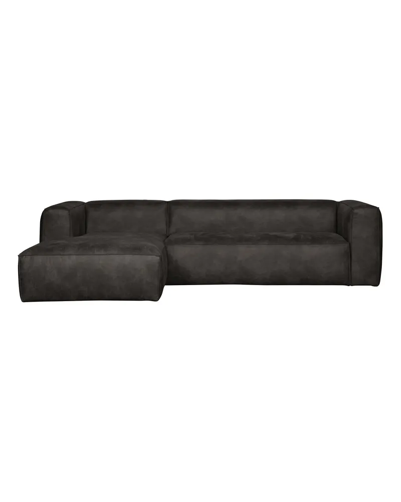 Bean Ecksofa links, Schwarz, Lederbezug, Ansicht 1