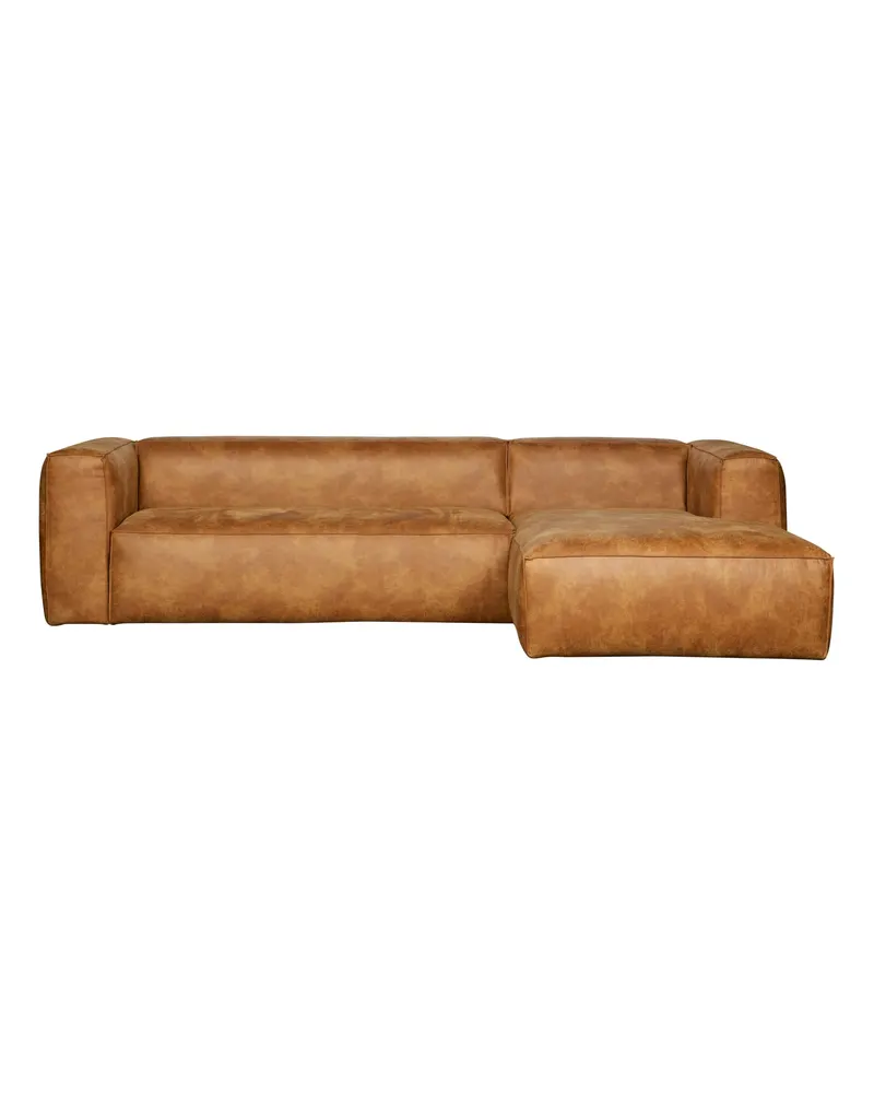 Bean Ecksofa rechts, Cognac, Lederbezug, Ansicht 1