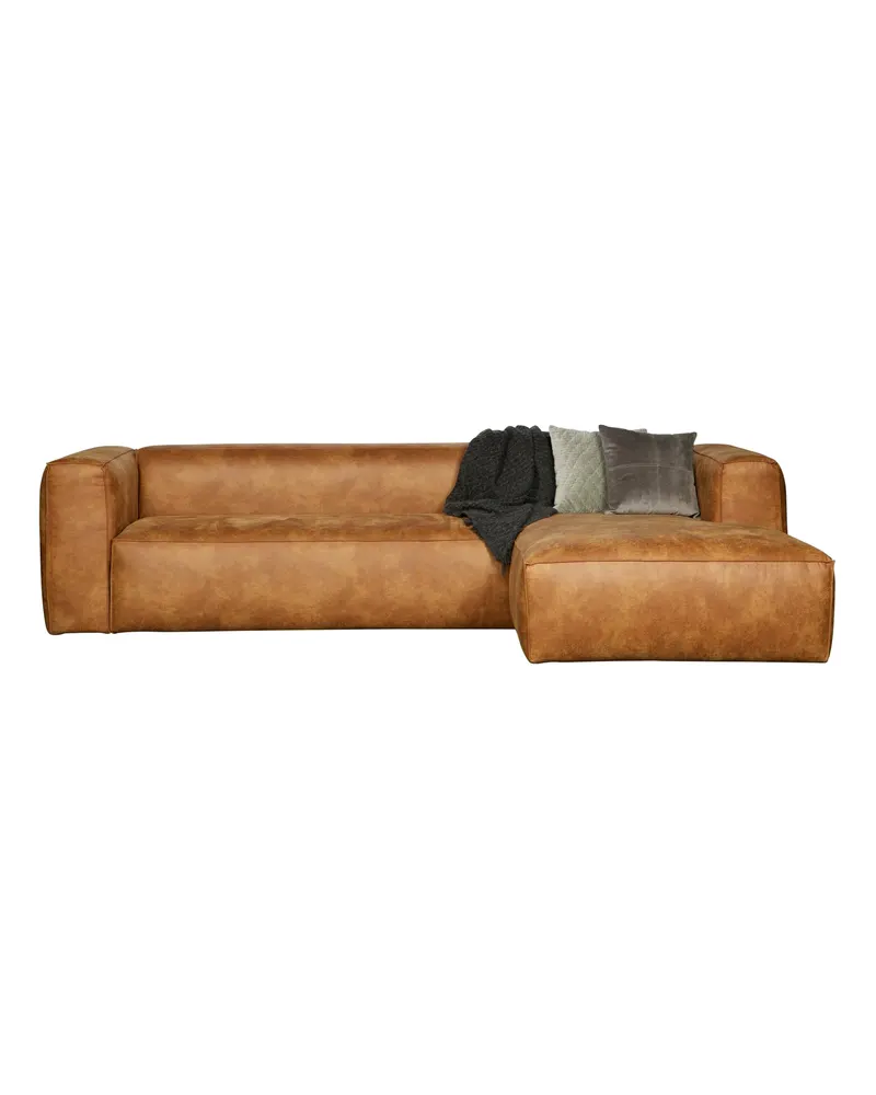 Bean Ecksofa rechts, Cognac, Lederbezug, Ansicht 3