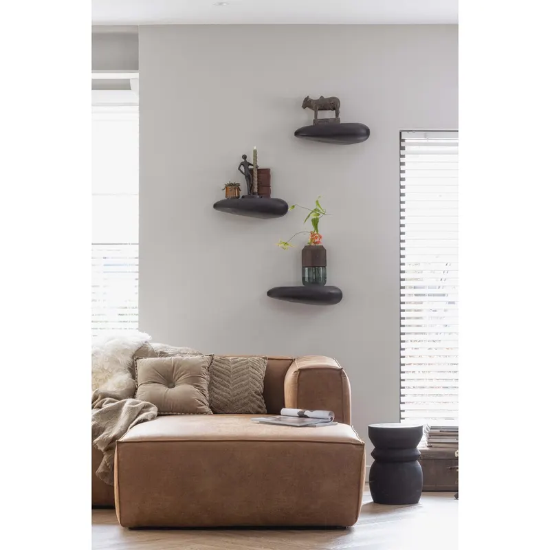 Bean Ecksofa rechts, Cognac, Lederbezug, im Wohnraum, Ansicht 2