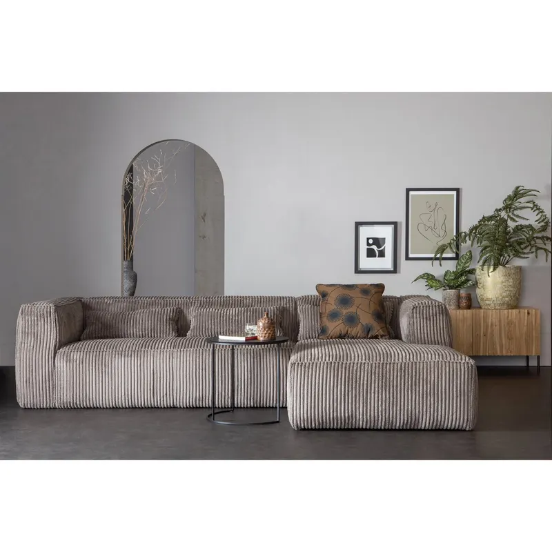 Bean Ecksofa rechts, Terrazzo, Rippstoff, im Wohnraum