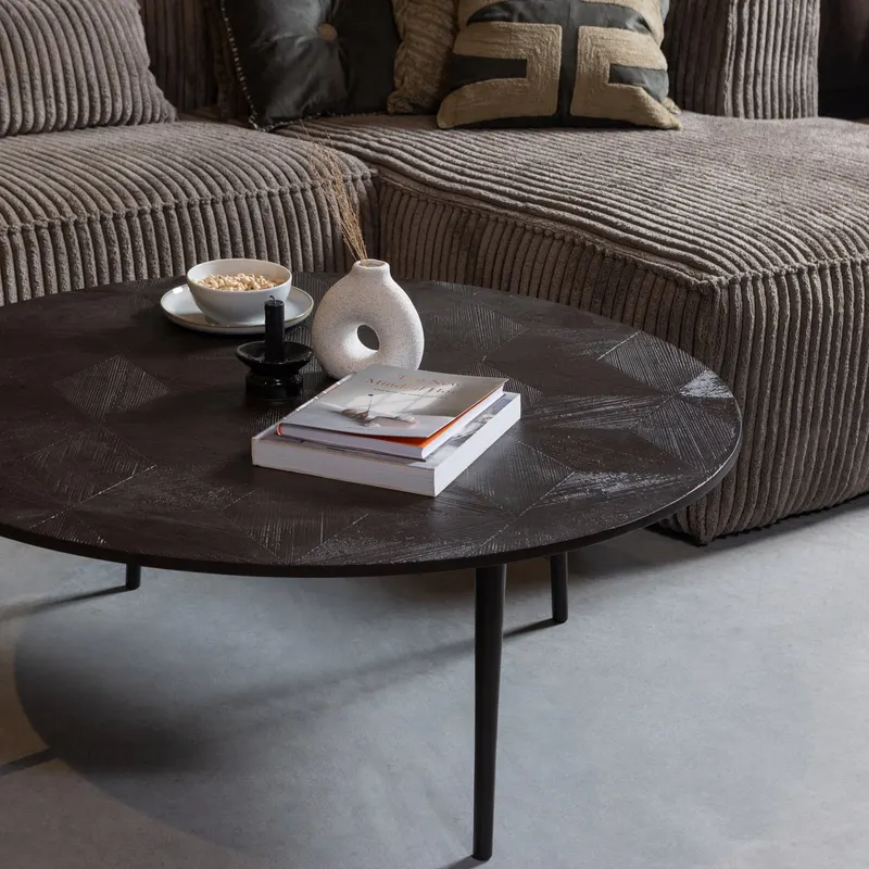 Bean Ecksofa rechts, Mud, Rippstoff, im Wohnraum, Ansicht 1