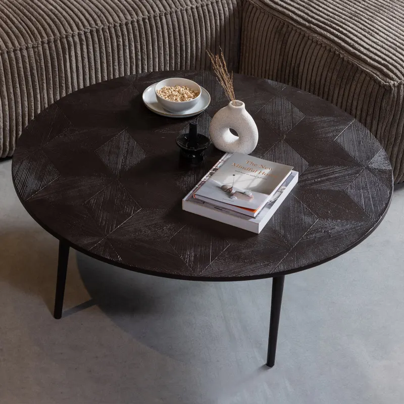 Bean Ecksofa rechts, Mud, Rippstoff, im Wohnraum, Ansicht 2