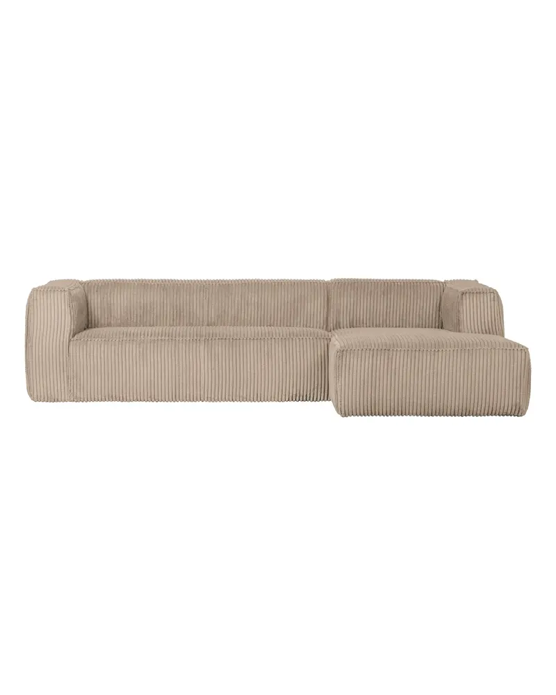 Bean Ecksofa rechts, Travertin, Rippstoff, Ansicht 1