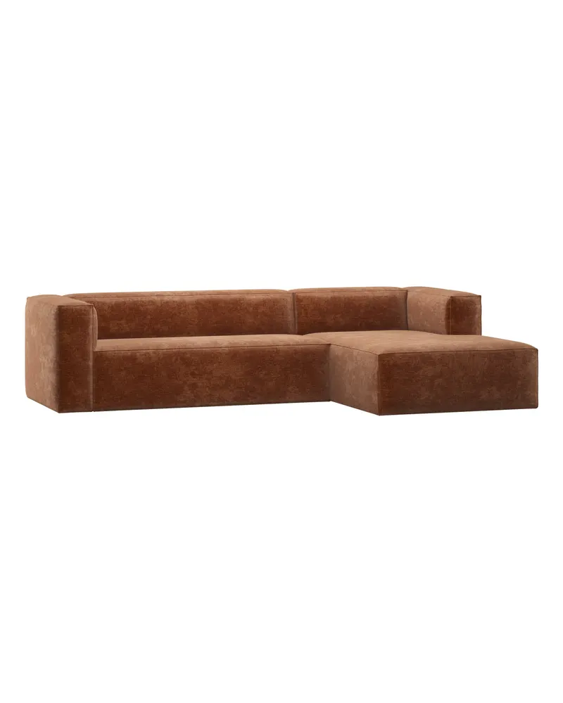Bean Ecksofa rechts, Terra, Chenille-Samt