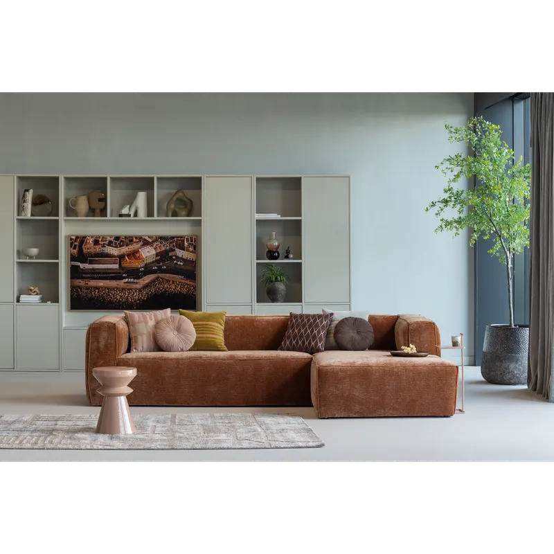 Bean Ecksofa rechts, Terra, Chenille-Samt, im Wohnraum, Ansicht 1