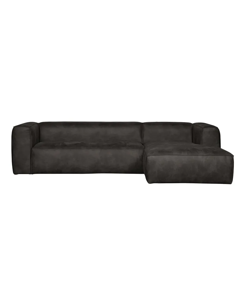 Bean Ecksofa rechts, Schwarz, Lederbezug, Ansicht 1