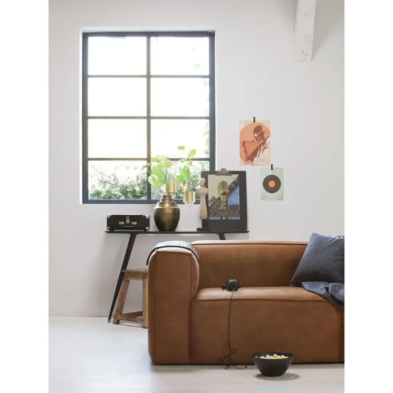 Bean Sofa, Cognac, Lederbezug, im Wohnraum