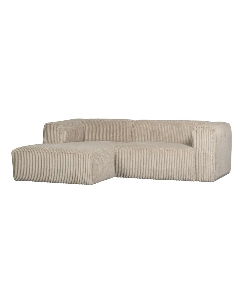 Bean Sofa mit Chaiselongue, Rippstoff Travertin, links, Ansicht 1