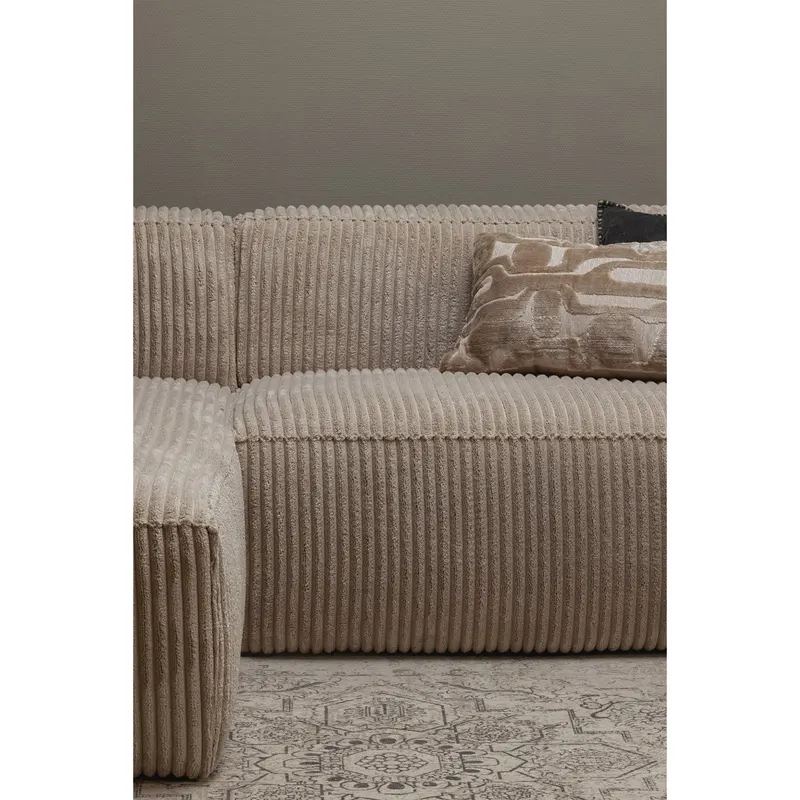 Bean Sofa mit Chaiselongue, Rippstoff Travertin, links, im Wohnraum, Ansicht 1