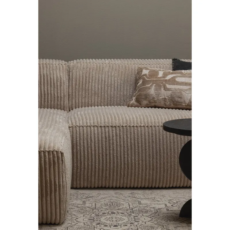 Bean Sofa mit Chaiselongue, Rippstoff Travertin, links, im Wohnraum, Ansicht 2