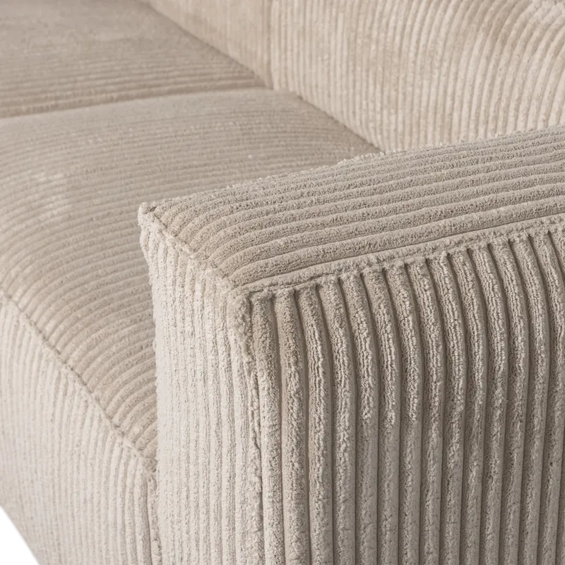 Bean Sofa mit Chaiselongue, Rippstoff Travertin, links, Detail, Ansicht 1