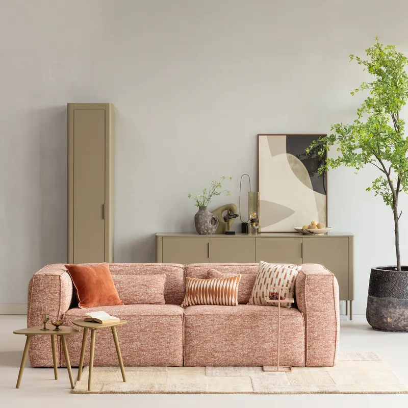 Bean Sofa mit Chaiselongue, Melangegewebe Terra melange, links, im Wohnraum, Ansicht 2