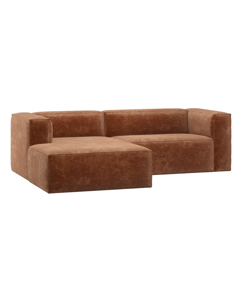 Bean Sofa mit Chaiselongue, Chenille-Samt Terra, links