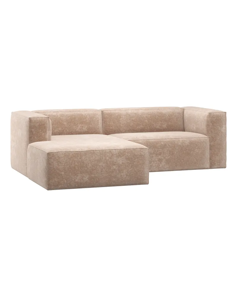 Bean Sofa mit Chaiselongue, Chenille-Samt Natur melange, links