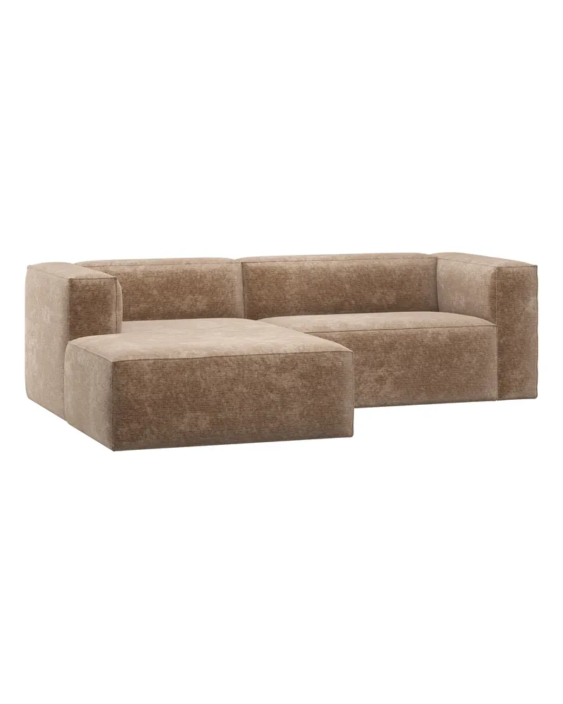 Bean Sofa mit Chaiselongue, Chenille-Samt Taupe, links