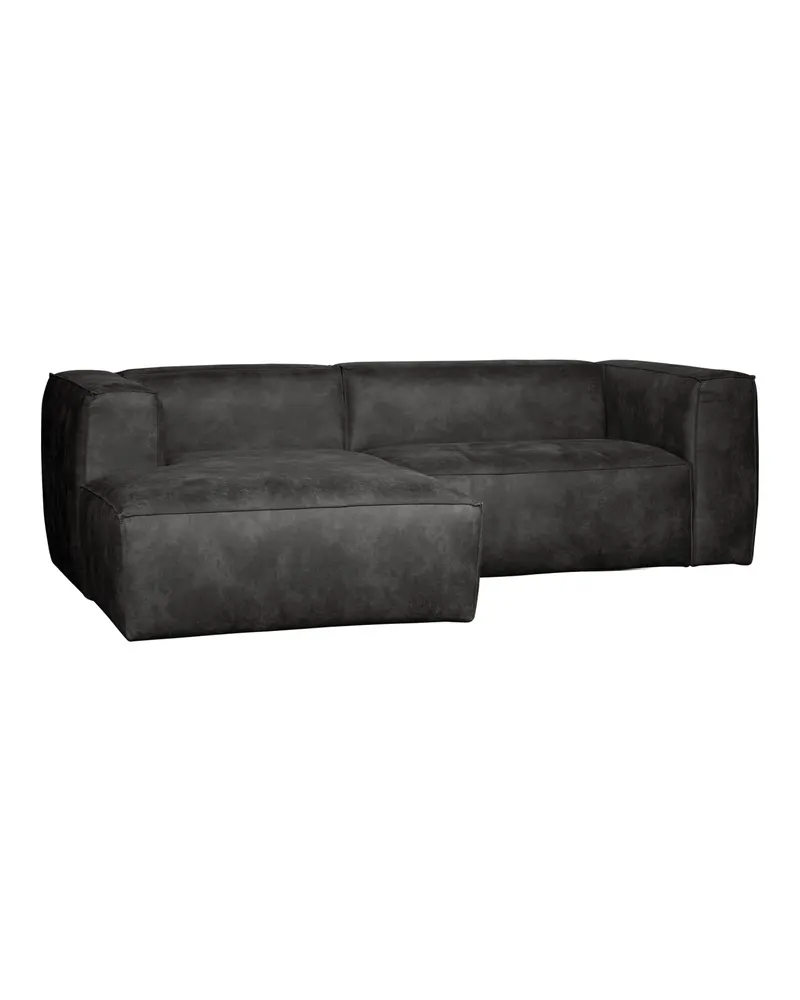 Bean Sofa mit Chaiselongue, Lederbezug Schwarz, links