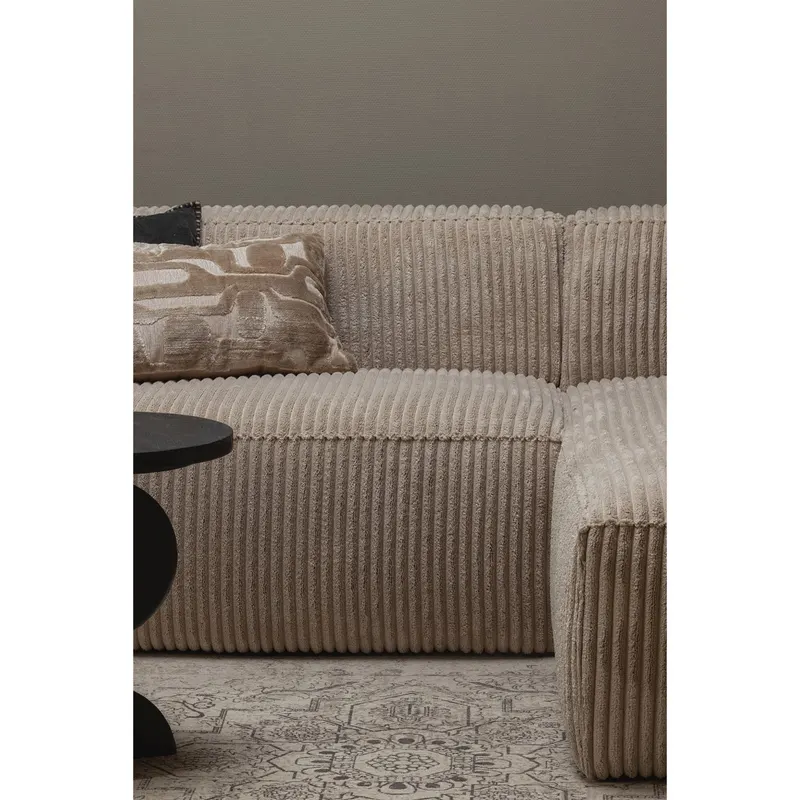 Bean Sofa mit Chaiselongue, Rippstoff Travertin, rechts, im Wohnraum, Ansicht 1