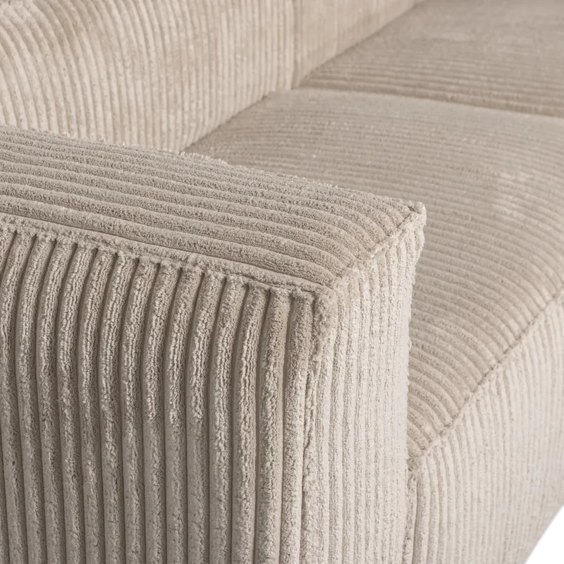 Bean Sofa mit Chaiselongue, Rippstoff Travertin, rechts, Detail, Ansicht 1