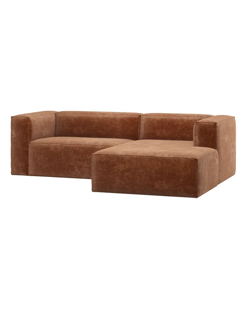 Bean Sofa mit Chaiselongue, Chenille-Samt Terra, rechts