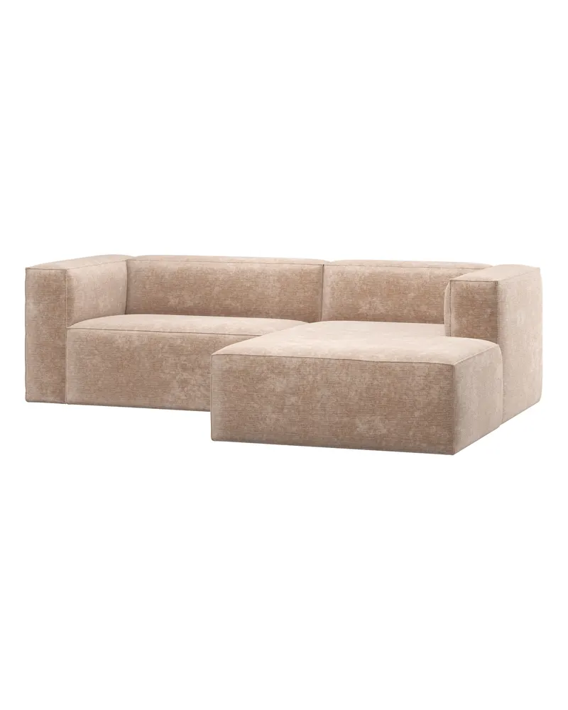 Bean Sofa mit Chaiselongue, Chenille-Samt Natur, rechts