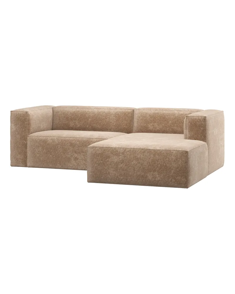 Bean Sofa mit Chaiselongue, Chenille-Samt Pfirsich rosa, rechts