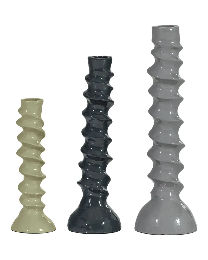Bexi Kerzenhalter aus Metall im 3er-Set, Grün/grau, Ansicht 2