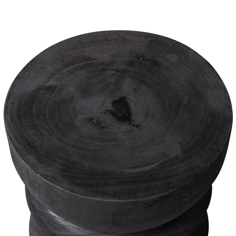 Bikkel Hocker aus Paulownia, Schwarz, Detail
