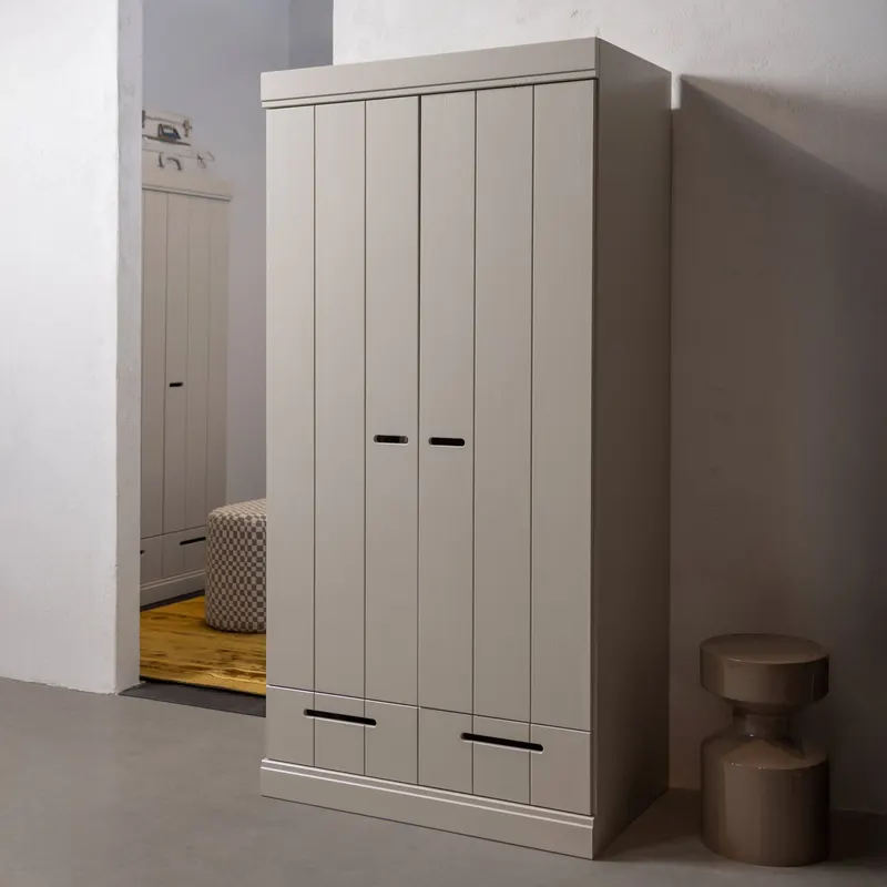 Connect Kleiderschrank mit Schubladen, 2-türig, Dust, im Wohnraum, Ansicht 1
