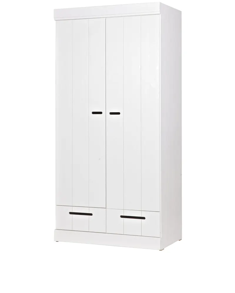 Connect Kleiderschrank mit Schubladen, 2-türig, FSC®-zertifiziert, Weiß