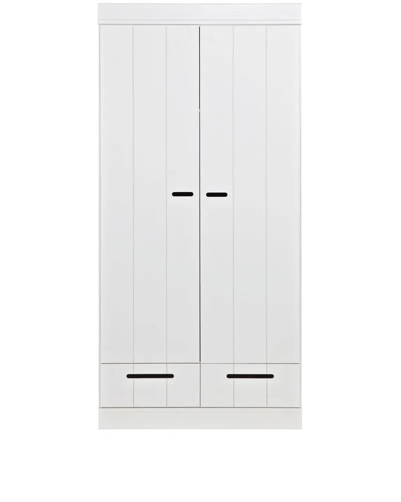 Connect Kleiderschrank mit Schubladen, 2-türig, Weiß, Ansicht 2