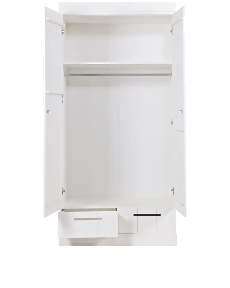 Connect Kleiderschrank mit Schubladen, 2-türig, Weiß, Ansicht 3