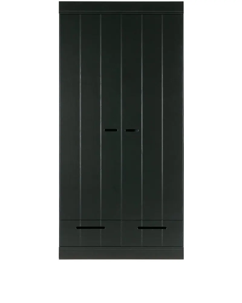 Connect Kleiderschrank mit Schubladen, 2-türig, Schwarz, Ansicht 2