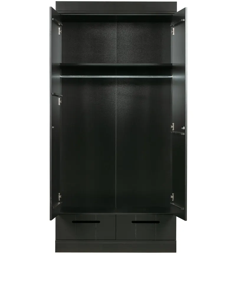 Connect Kleiderschrank mit Schubladen, 2-türig, Schwarz, Ansicht 3